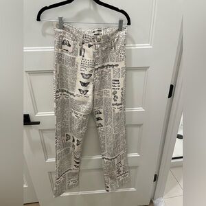 Butterfly Print Newspaper Pants